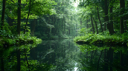 Obraz premium Serene Forest Pond Reflection