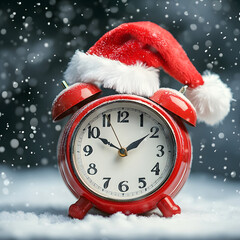 clock with santa hat