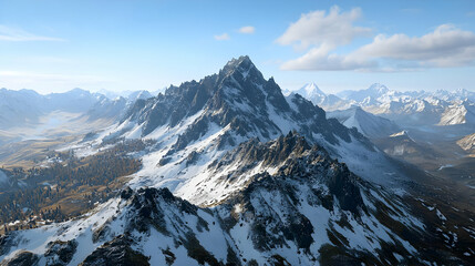 Snowy Mountain Peak Panorama Landscape View