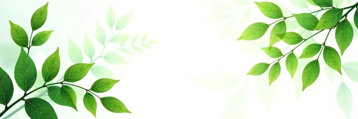 Fototapeta premium Leafy branches with ferns isolated on white background, plants, leaves