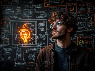 Innovative startup founder brainstorming in coworking space