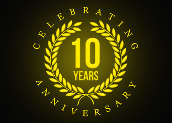 10th Anniversary celebration greeting card.