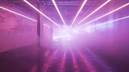 Fototapeta premium Neon Tunnel: A Futuristic, Vaporwave-Inspired Installation