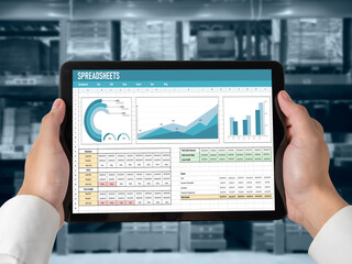 Spreadsheet document information financial startup concept. data and graphs in spreadsheet documents for online analysis project dashboard accounting digital snugly