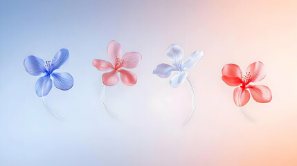 Pastel Floral Arrangement With Pixelated Cherry Blossoms