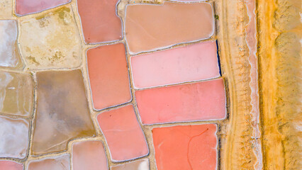 Aerial View of Colorful Salt Pans in Manaure, La Guajira, Colombia
