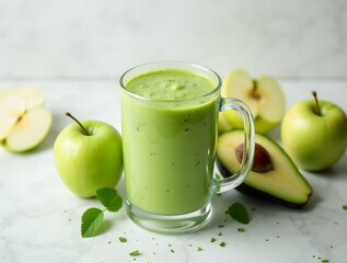 Fresh green apple and avocado juice