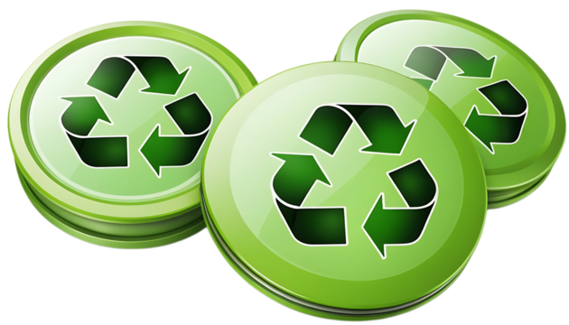 Three green button with recycle symbol png