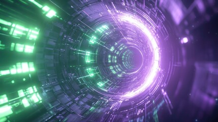 Obraz premium Neon Lightspace Tunnel: A Futuristic Sci-Fi Journey