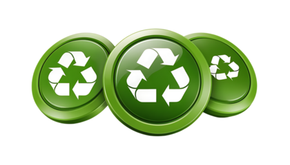 Three green button with recycle symbol png