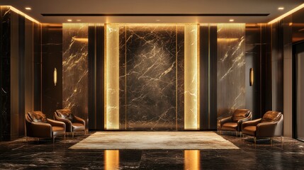 Luxurious Waiting Area with Marble Walls