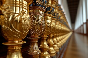 Fototapeta premium Ornate golden cups in a row