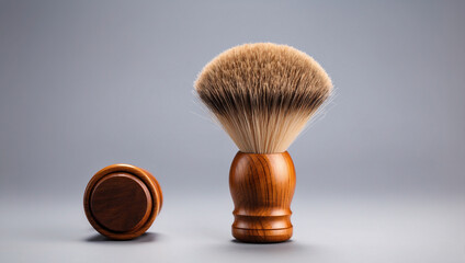 Classic Wooden Shaving Brush Isolated on Background for Elegant Grooming