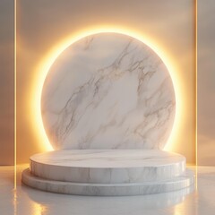 Marble Podium with Circular Light