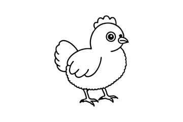 Line art vector illustration of a small chick standing on the ground.eps