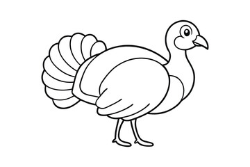 Line art vector illustration of a turkey standing on the ground.eps