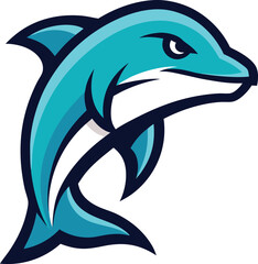 Dynamic Dolphin Mascot Logo in a Playful Pose for Sports, Marine, and Gaming Branding