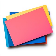Colorful Stacked Papers in Various Shades on a White Background