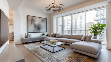 Fototapeta premium Minimalist Living Room with Natural Light and Stylish Decor