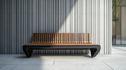 Modern bench in urban outdoor space