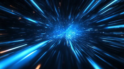 Naklejka premium Moving Through Hyperdrive with Light Trails Leaving a Futuristic Effect