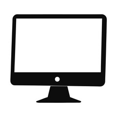 computer monitor isolated white background on vector silhouette