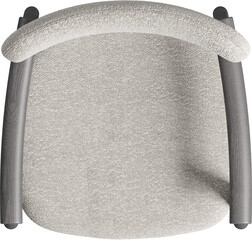 Top view of white modern boucle armchair