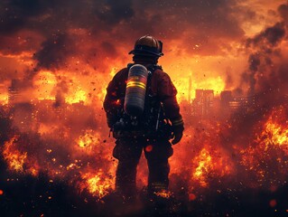 Firefighter battling city wildfire, courageous act