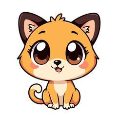 Fototapeta premium Adorable happy cartoon dog with big eyes, playful and cute aesthetic
