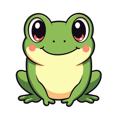 Cute happy frog illustration with expressive eyes, playful charm