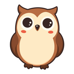 Fototapeta premium Adorable kawaii owl illustration with happy expression, playful charm