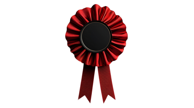 Red Ribbon Award Badge with Blank Space for Text or Logo