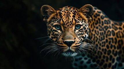 Obraz premium Leopard Close-Up: A Powerful Gaze