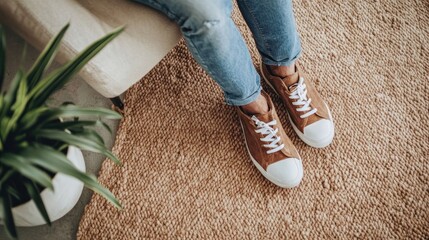 Casual Footwear on a Natural Rug
