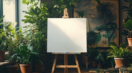 Blank Canvas in a Green Studio