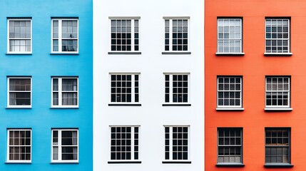Obraz premium Colorful Building Facade with Windows.