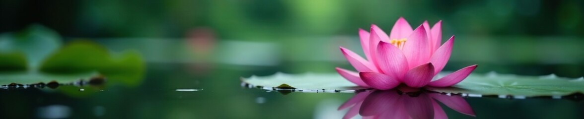 Fototapeta premium Single lotus flower blooming in a tranquil lake, lotus, water, nature