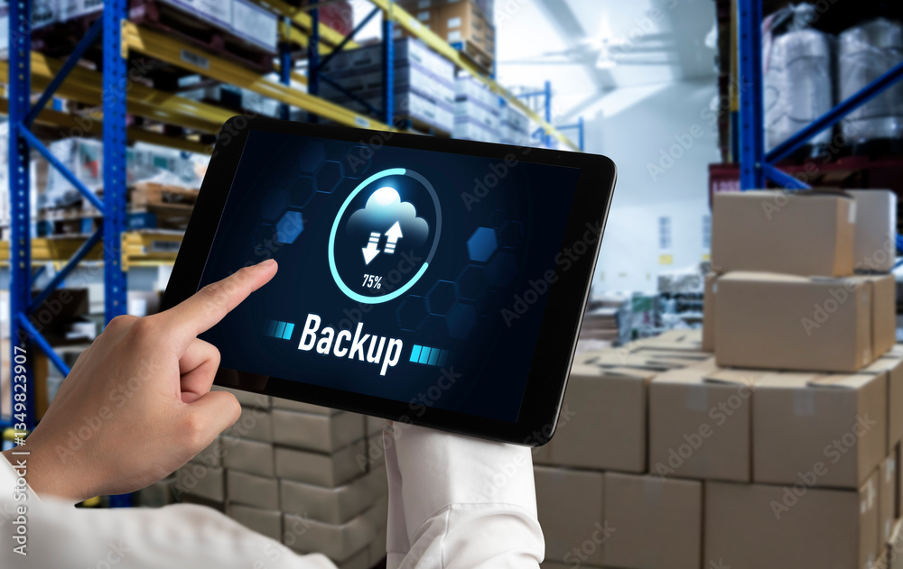 Poster backup storage data internet technology business concept. database storage cloud technology file dat