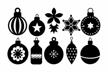 christmas icon set ornament silhouette vector