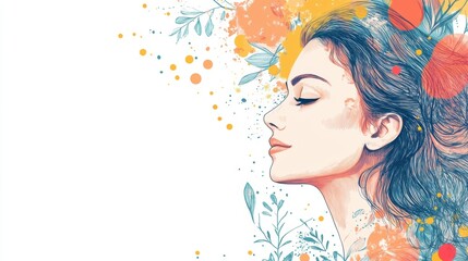 positive mental health, hand-drawn doodle design promoting mental wellness and positivity, with ample space for text