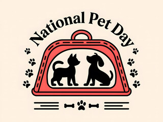 National Pet Day graphic with cat and dog in a pet carrier.