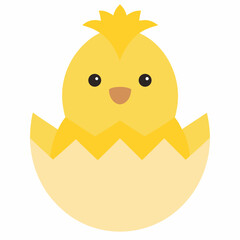 Vector illustration of a chick hatching from an egg
