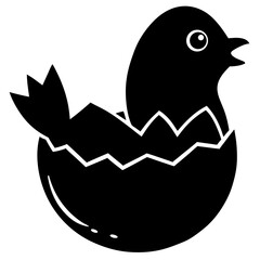 Vector illustration of a chick hatching from an egg