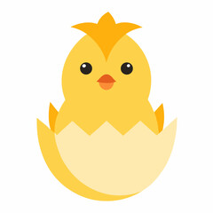 Vector illustration of a chick hatching from an egg