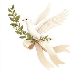 Obraz premium Peaceful Dove with Olive Branch Design