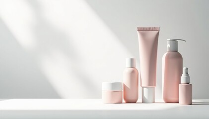 Clean, minimalist white backdrop for cosmetics , mockup, setting