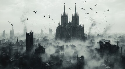 Post-Apocalyptic Gothic Cityscape: A Dark Fantasy