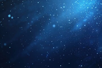 Abstract blue cosmic background with glowing particles and bokeh effect.