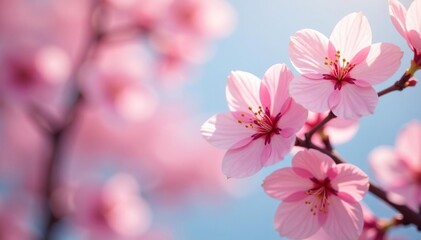 Obraz premium Delicate pink sakura blossoms, full bloom, soft petals , flower, design