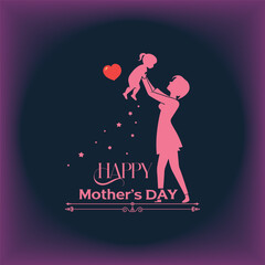 Modern Mother’s Day Vector Art Mom and Child with Glowing Heart Vector